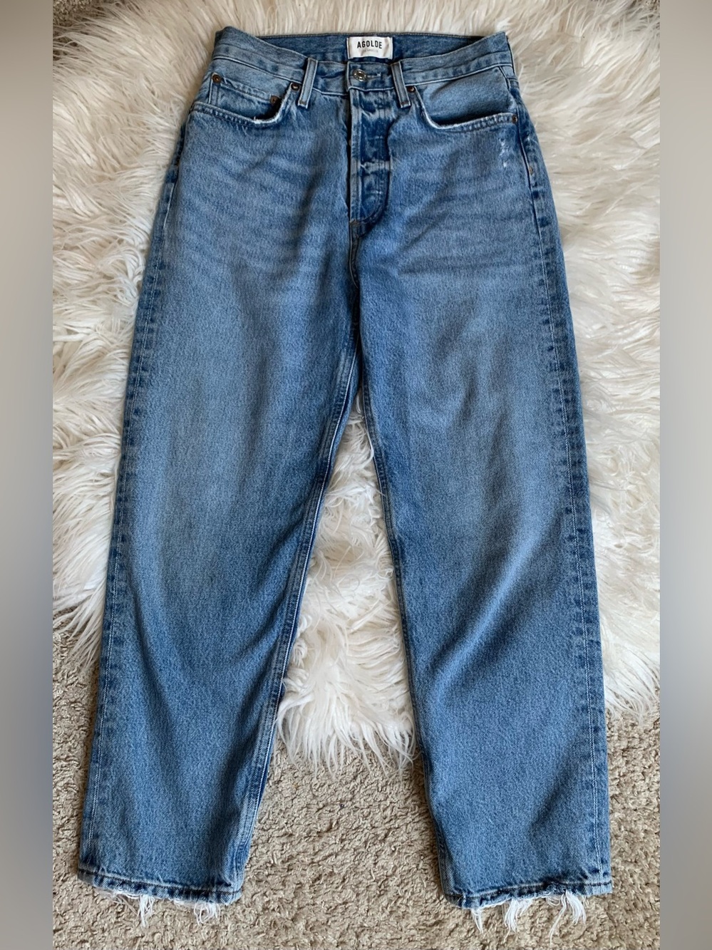 Agolde 90’s Crop Jeans In Bound Blue Denim Size 23